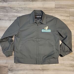 JH Design‎ NASCAR KEVIN HARVICK Boomer Jacket Large Gray  Ribbed Cuff Hem Racing